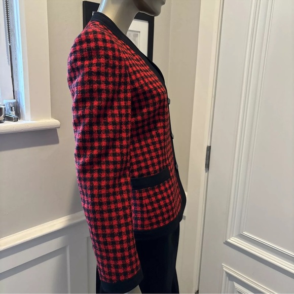 GIVENCHY Classic /Red Black  Houndstooth Jacket VGC Sz 38/8 - Picture 6 of 10